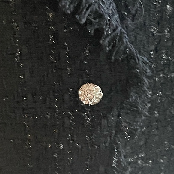 NEW Derek Lam 10 Crosby Adelaide Fringe Blazer Black One Button Tweed Sparkle - Picture 8 of 11